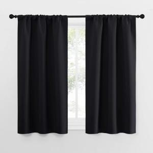 imageNICETOWN Black Out Curtain Panels for Kitchen  Energy Smart Decoration Thermal Insulating Blackout DrapesDraperies for Small Window 2 Panels 29 inches Wide by 50 inches Long