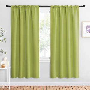 imageNICETOWN Fresh Green Blackout Curtains for Living Room Set of 2 42 x 72 Inch Triple Weave Home Decoration Thermal Insulated Solid Rod Pocket Blackout Drapes for Bedroom