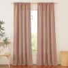imageNICETOWN Natural Linen Blend Cafe Curtains 24 inch Length Rod Pocket ampamp Back Tab Semi Sheer Privacy Window Treatments Light Filtering for Kitchen W42 x L24 2 PanelsTerracotta