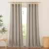 imageNICETOWN Natural Linen Blend Cafe Curtains 24 inch Length Rod Pocket ampamp Back Tab Semi Sheer Privacy Window Treatments Light Filtering for Kitchen W42 x L24 2 PanelsTaupe