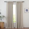 imageNICETOWN Natural Linen Blend Cafe Curtains 24 inch Length Rod Pocket ampamp Back Tab Semi Sheer Privacy Window Treatments Light Filtering for Kitchen W42 x L24 2 PanelsOatmeal