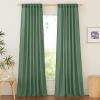 imageNICETOWN Natural Linen Blend Cafe Curtains 24 inch Length Rod Pocket ampamp Back Tab Semi Sheer Privacy Window Treatments Light Filtering for Kitchen W42 x L24 2 PanelsOlive Green