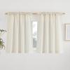 imageNICETOWN Natural Linen Blend Cafe Curtains 24 inch Length Rod Pocket ampamp Back Tab Semi Sheer Privacy Window Treatments Light Filtering for Kitchen W42 x L24 2 PanelsNatural