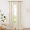 imageNICETOWN Natural Linen Blend Cafe Curtains 24 inch Length Rod Pocket ampamp Back Tab Semi Sheer Privacy Window Treatments Light Filtering for Kitchen W42 x L24 2 PanelsNatural