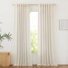 imageNICETOWN Natural Linen Blend Cafe Curtains 24 inch Length Rod Pocket ampamp Back Tab Semi Sheer Privacy Window Treatments Light Filtering for Kitchen W42 x L24 2 PanelsNatural