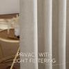 imageNICETOWN Natural Linen Blend Cafe Curtains 24 inch Length Rod Pocket ampamp Back Tab Semi Sheer Privacy Window Treatments Light Filtering for Kitchen W42 x L24 2 PanelsOatmeal