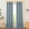 imageNICETOWN Natural Linen Blend Cafe Curtains 24 inch Length Rod Pocket ampamp Back Tab Semi Sheer Privacy Window Treatments Light Filtering for Kitchen W42 x L24 2 PanelsStone Blue