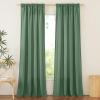 imageNICETOWN Natural Linen Blend Cafe Curtains 24 inch Length Rod Pocket ampamp Back Tab Semi Sheer Privacy Window Treatments Light Filtering for Kitchen W42 x L24 2 PanelsOlive Green