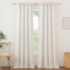 imageNICETOWN Natural Linen Blend Cafe Curtains 24 inch Length Rod Pocket ampamp Back Tab Semi Sheer Privacy Window Treatments Light Filtering for Kitchen W42 x L24 2 PanelsNatural