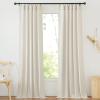 imageNICETOWN Natural Linen Blend Cafe Curtains 24 inch Length Rod Pocket ampamp Back Tab Semi Sheer Privacy Window Treatments Light Filtering for Kitchen W42 x L24 2 PanelsNatural