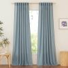 imageNICETOWN Natural Linen Blend Cafe Curtains 24 inch Length Rod Pocket ampamp Back Tab Semi Sheer Privacy Window Treatments Light Filtering for Kitchen W42 x L24 2 PanelsStone Blue