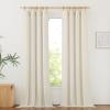 imageNICETOWN Natural Linen Blend Cafe Curtains 24 inch Length Rod Pocket ampamp Back Tab Semi Sheer Privacy Window Treatments Light Filtering for Kitchen W42 x L24 2 PanelsNatural