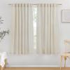 imageNICETOWN Natural Linen Blend Cafe Curtains 24 inch Length Rod Pocket ampamp Back Tab Semi Sheer Privacy Window Treatments Light Filtering for Kitchen W42 x L24 2 PanelsNatural
