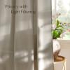 imageNICETOWN Natural Linen Blend Cafe Curtains 24 inch Length Rod Pocket ampamp Back Tab Semi Sheer Privacy Window Treatments Light Filtering for Kitchen W42 x L24 2 PanelsCocoa Cream
