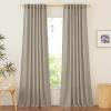imageNICETOWN Natural Linen Blend Cafe Curtains 24 inch Length Rod Pocket ampamp Back Tab Semi Sheer Privacy Window Treatments Light Filtering for Kitchen W42 x L24 2 PanelsTaupe