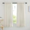 imageNICETOWN Natural Linen Blend Cafe Curtains 24 inch Length Rod Pocket ampamp Back Tab Semi Sheer Privacy Window Treatments Light Filtering for Kitchen W42 x L24 2 PanelsNatural