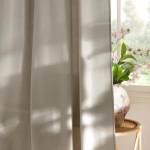 imageNICETOWN Natural Linen Blend Cafe Curtains 24 inch Length Rod Pocket ampamp Back Tab Semi Sheer Privacy Window Treatments Light Filtering for Kitchen W42 x L24 2 PanelsCocoa Cream