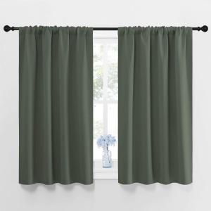 imageNICETOWN Bedroom Curtains Blackout Draperies  All Season Thermal Insulated Solid Rod Pocket Top Blackout CurtainsDrapes for Kids Room Dark Mallard 1 Pair 42 x 48 Inch