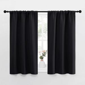 imageNICETOWN Black Out Curtain Panels for Kitchen  Energy Smart Decoration Thermal Insulating Blackout DrapesDraperies for Small Window 2 Panels 29 inches Wide by 40 inches Long