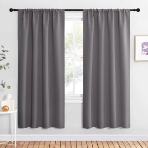 imageNICETOWN Blackout Curtains 72 for Office  3 Pass Microfiber Noise Reducing Thermal Insulated Solid Rod Pocket Blackout Window PanelsDrapes 2 Panels 42 x 72 Inch Gray