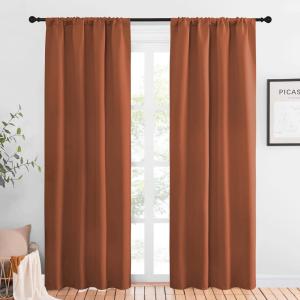 imageNICETOWN Blackout Curtains and Drapes  Thermal Insulated Solid Rod Pocket Blackout DraperiesPanels Burnt Orange 1 Pair 42 by 84 inches