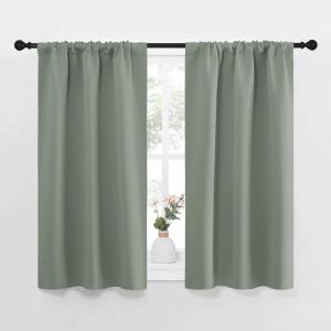 imageNICETOWN Window Curtains Blackout Drapes  Thermal Insulated Solid Rod Pocket Blackout CurtainsDraperies for Living Room Sage Green One Pair 29 by 40Inch