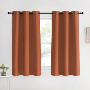 imageNICETOWN Blackout Curtain Panels for Girls Room Burnt Orange 1 Pair 42 x 60 Inch Nursery Essential Thermal Insulated Solid Grommet Top Blackout Drapes