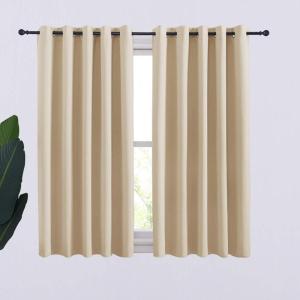 imageNICETOWN Room Darkening Curtain Panels for Cafe Thermal Insulated Grommet Room Darkening DraperiesDrapes for Window Biscotti Beige 2 Panels W70 x L54 inch