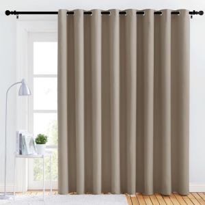 imageNICETOWN Bedroom Blackout Curtain Panel  120 inches by 108 inch Taupe 1 PC Energy Saving Thermal Insulated Grommet Blackout Drapery for Patio Room Divider Curtain