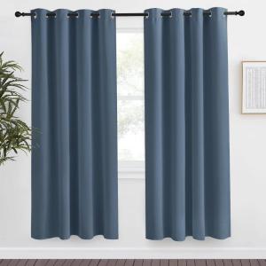imageNICETOWN Blackout Curtain 78 inch Long W55 x L78 1 Panel Smoky Blue Thermal Insulated Window Treatment with Grommet Room Darkening Thermal Insulated Panel for BedroomLiving Room