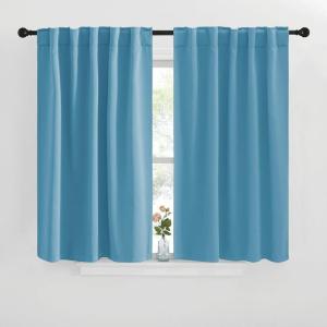 imageNICETOWN Blackout Curtain Panels for Living Room  Teal Blue Color 29x36 inch 2 Panels Set Room Darkening Blackout Drapes for Window