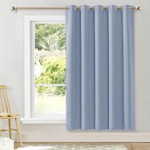 imageNICETOWN Blackout Wide Blinds for Sliding Door Vintage Blue W70 x L72 1 Panel Insulated Noise Reduction Drapes Privacy Vertical Curtain for Living RoomampampBedroom