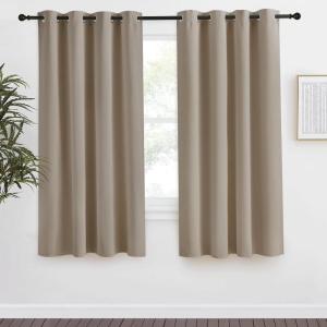 imageNICETOWN Taupe Blackout Curtain for Living Room 1 Panel W55 x L68 Thermal Insulated Solid Grommet Sound Reducing Energy Saving Window Drape for BedroomDining Room