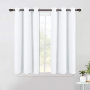 imageNICETOWN Window Draperies Curtains Panels  Blocking Out 50 Sunlight Curtains Grommet Top Small Window Drapes for Bedroom 2 Panels 42 by 45 White