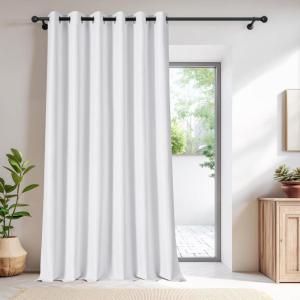 imageNICETOWN 100 Blackout Sliding Door Curtains 95 inches Long Grommet Thermal Insulated Room Divider Curtains for Living RoomBedroomFrench DoorPatio 1 Panel Pure White 80W x 95L