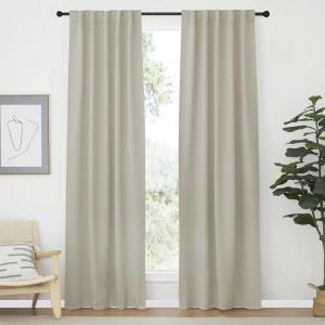 imageNICETOWN Blackout Curtain Panels Window Draperies  Natural Color 34Inch Wide x72Inch Long 2 Pieces Home Decoration Light ampamp Noise Reducing Window Covering Room Darkening Drapes for Bedroom