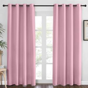 imageNICETOWN Blackout Curtains 84 Inch Length Thermal Insulated Room Darkening Drapes Grommet Window Covering for Living Room Bedroom W52 x L84 Inch 1 Panel Rouge Pink
