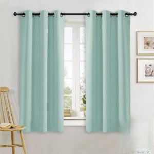 imageNICETOWN Kitchen Blackout Window Curtain Panel Aqua Blue 1 Panel 42 by 63 inches Long Home Fashion Thermal Insulated Solid Grommet Room Darkening Drape for Apartment