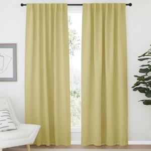 imageNICETOWN Light Reducing Curtain Panels Window Draperies  Paler Yellow Color 52x84 inch 2 Pieces Insulating Room Darkening Drapes for Bedroom