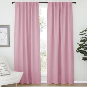 imageNICETOWN Light Reducing Curtain Panels Window Draperies  Rouge Pink Color 52x84 inch 2 Pieces Insulating Room Darkening Drapes for Bedroom