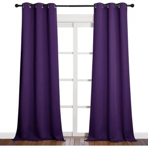 imageNICETOWN Thick Blackout Curtain and Drapes  Thermal Insulated Grommet Top Window Draperies for Bedroom Block Out Light Curtain Panel Royal Purple 42 x 90 Pack of 2