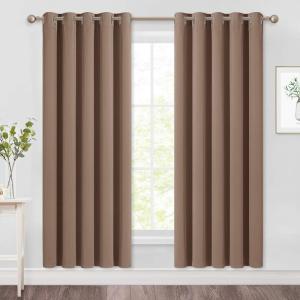 imageNICETOWN Window Draperies Blackout Curtain Panels Window Treatment Thermal Insulated Solid Grommet Blackout Drapes for Bedroom One Pair 70 by 72 inches Cappuccino