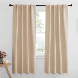 imageNICETOWN Window Treatment Room Darkening Curtains  Biscotti Beige Color 34 Width X 72 Length 1 Pair Solid Thermal Insulated Blackout Rod Pocket ampamp Back Tab Curtains and Drapes for Bedroom