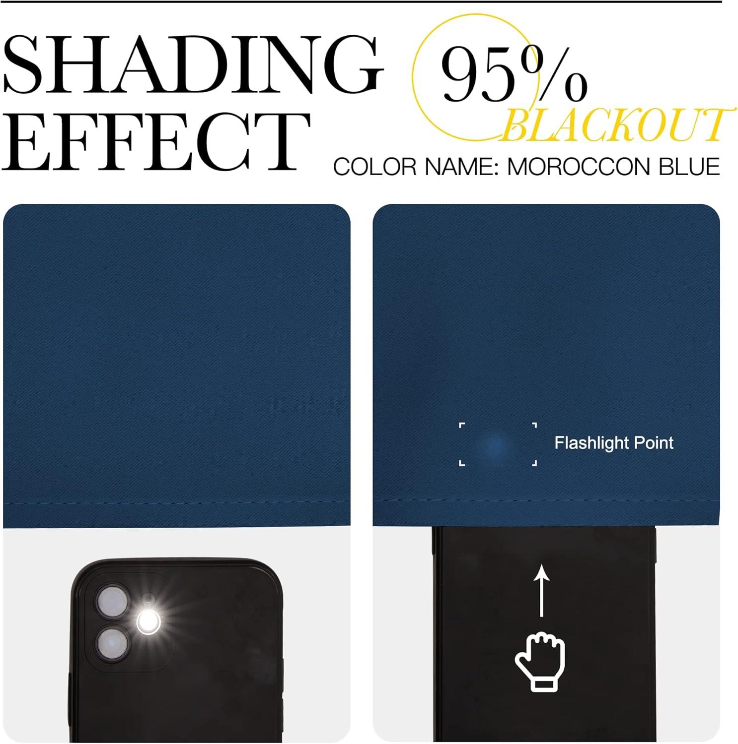 imageNICETOWN Blackout Curtain Panels Window Draperies  Moroccan Blue Color 34Inch Wide x72Inch Long 2 Pieces Home Decoration Light ampamp Noise Reducing Window Covering Room Darkening Drapes for Bedroom