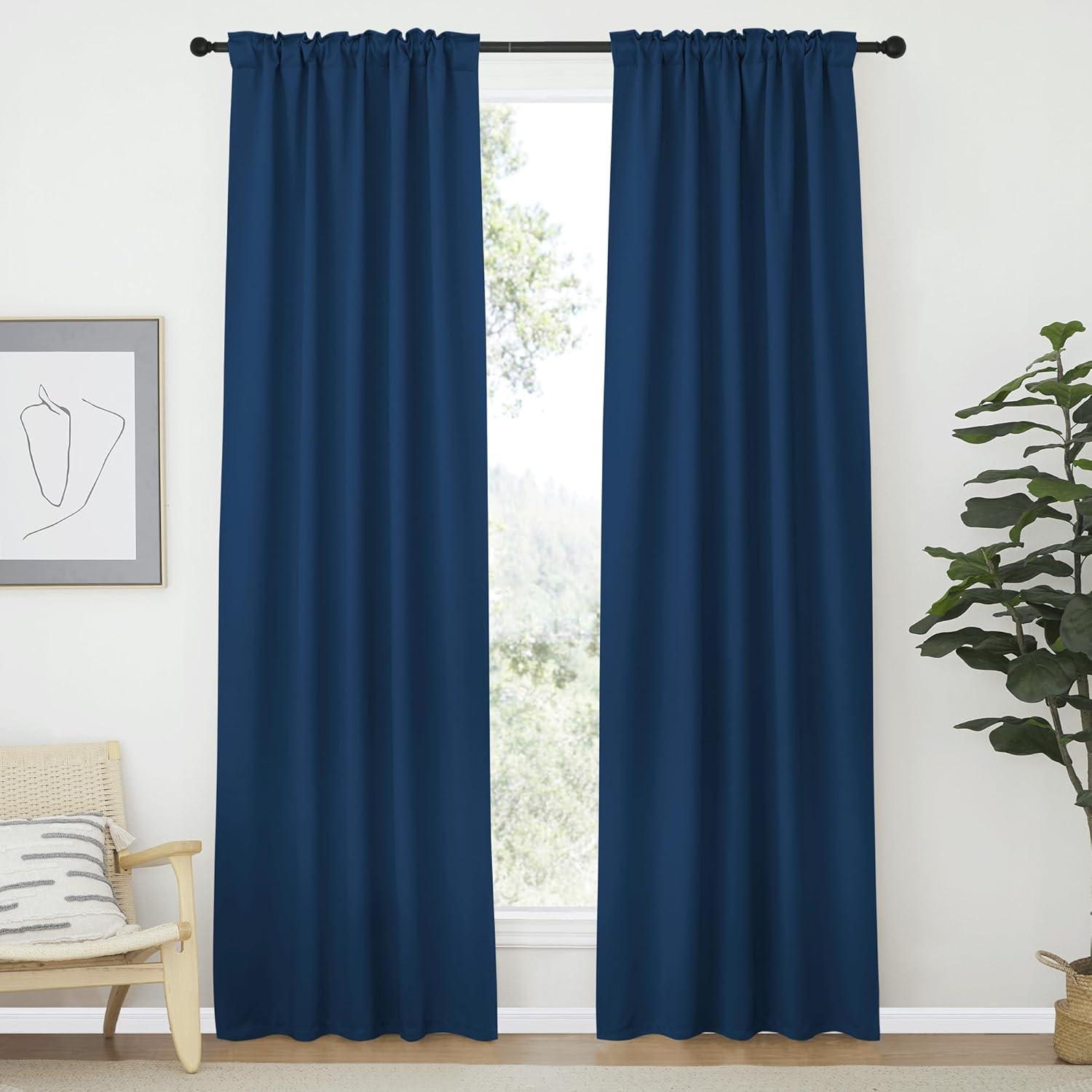 imageNICETOWN Blackout Curtain Panels Window Draperies  Moroccan Blue Color 34Inch Wide x72Inch Long 2 Pieces Home Decoration Light ampamp Noise Reducing Window Covering Room Darkening Drapes for Bedroom