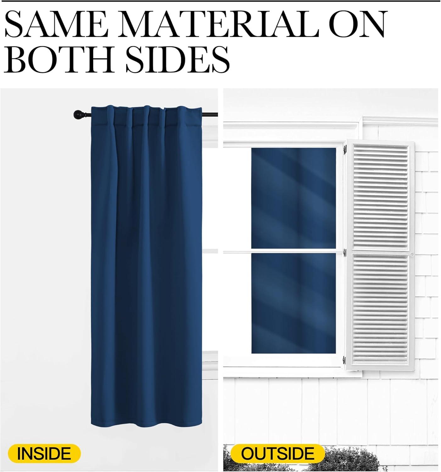 imageNICETOWN Blackout Curtain Panels Window Draperies  Moroccan Blue Color 34Inch Wide x72Inch Long 2 Pieces Home Decoration Light ampamp Noise Reducing Window Covering Room Darkening Drapes for Bedroom