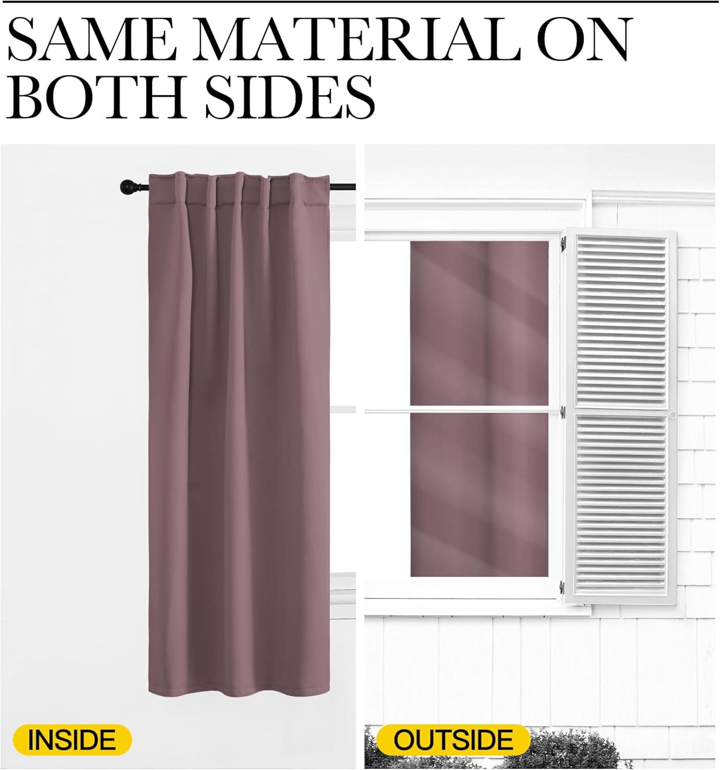 imageNICETOWN Living Room Darkening Curtains  Dry Rose Color W42 x L70 Set of 2 Home Decor Room Darkening Thermal Insulated Drapery Panels for OfficeSchoolHospital Window