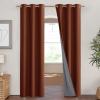 imageNICETOWN 100 Absolutely Blackout Linen Curtains with Thermal Insulated Liner 42quot Wide 2 Panels 90quot Long Drapes Grommet Retro Burnt Orange Linen Curtains Vertical Drapes Privacy for Bedroom