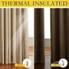 imageNICETOWN 100 Absolutely Blackout Linen Curtains with Thermal Insulated White Liner Camel W34 x L80 2 Panels Long Curtains 80 inch Length for Patio Door Doorway Office Overnight Shiftworker