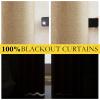 imageNICETOWN 100 Absolutely Blackout Linen Curtains with Thermal Insulated White Liner Camel W34 x L80 2 Panels Long Curtains 80 inch Length for Patio Door Doorway Office Overnight Shiftworker